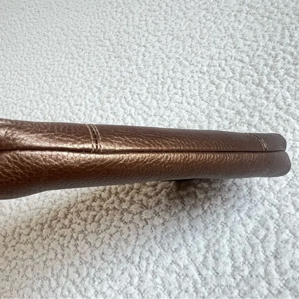 Coach Metallic Pebbled Bronze Pleated Coach Glam Wristlet Clutch Purse #43225